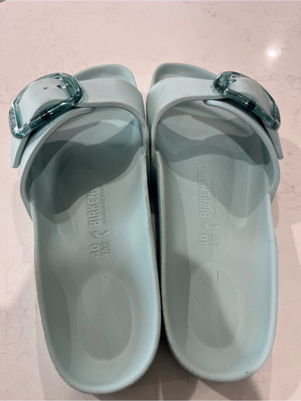 Birkenstock Light Blue Single-Buckle Slide Sandals